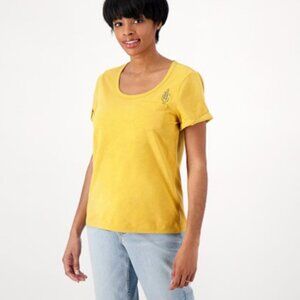 Candace Cameron Bure Breezy Cotton Tee with Embroidery NWOT